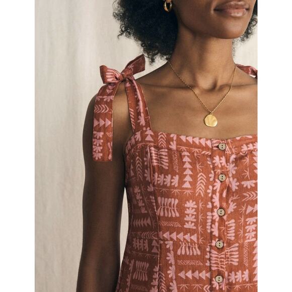 Fahery Collection Artist Series Dress XS Anna KahaleKulu Pink Brown Linen - Picture 1 of 11